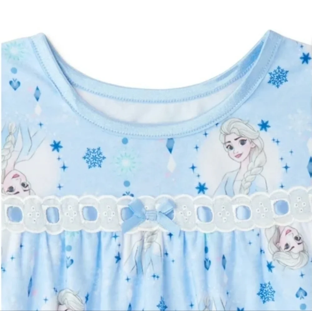 Disney Frozen Toddler Girls Cozy Warm Pajama Long Sleeve Nightie Maxi Nightgown - Picture 5 of 5
